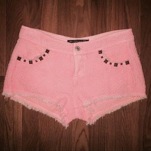 ZARA Neon Pink Tweed Shorts